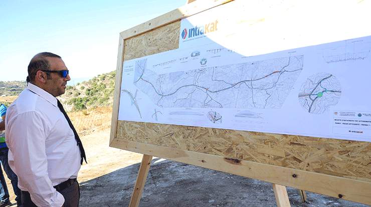 Yiannis Karousos at the construction work on the upcoming Paphos-Polis Chrysochous road highway