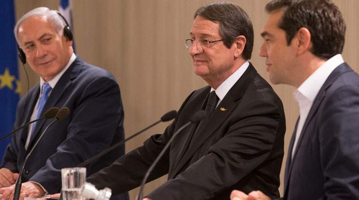 From Left: Netanyahu, Anastasiades and Tsipras discussed potential corporation fields