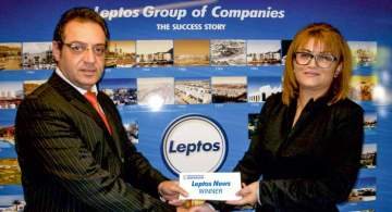 Christiana Neophytou (right) was the winner of Leptos Group magazine’s competition