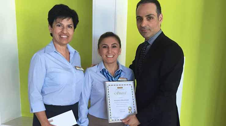 Mediterranean Beach Hotel recognised Renanta Efremidou from the front office department for her hard work