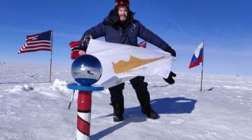 Greg Riddle on his expeditions to Antarctica felt honoured to fly the Cyprus flag at the South Pole and other various Antarctica locations