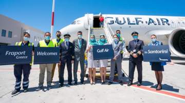 Gulf Air inaugural flight to Santorini