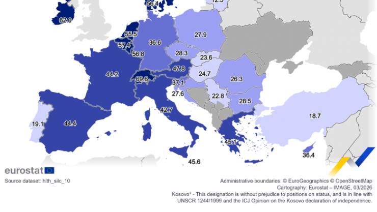 Eurostat: People aged 65+ with very good or good self-perceived health, 2024 (% of population aged 65 and older) 