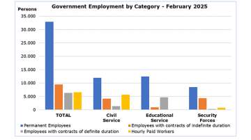 Cyprus Government Employment by Category for February 2025